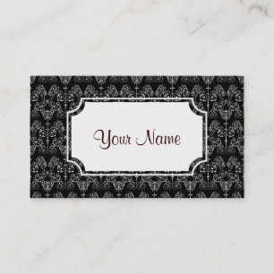 Cartão De Visita Papel de parede Vintage Damask - branco + seu back