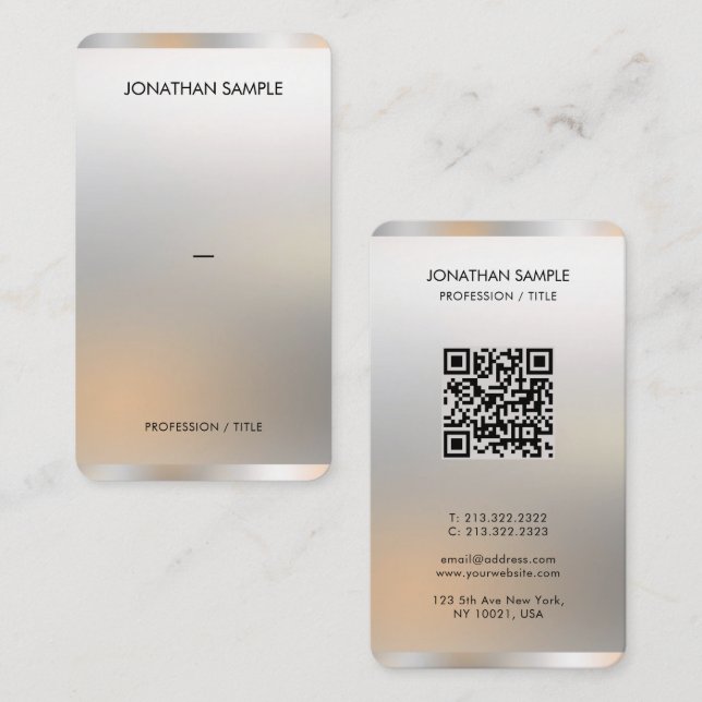 Cartão De Visita Papel de Seda Moderno Premium Glamor Silver Luxo (Frente/Verso)