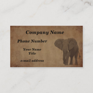 Cartão De Visita Papel envelhecido - elefante