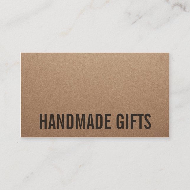 Cartão De Visita Papel kraft castanho moderno, russo, feito à mão (Frente)