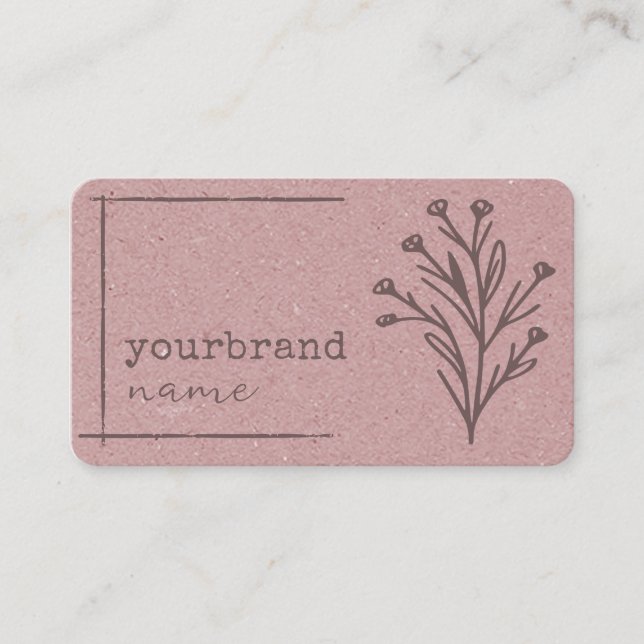 Cartão De Visita Papel Kraft Flor Floral Modelo de Imagem (Frente)