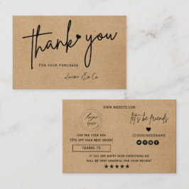 Cartão De Visita Papel kraft logotipo personalizado obrigado coraçã