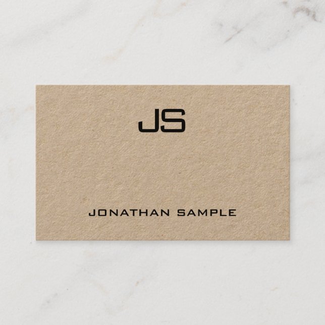 Cartão De Visita Papel Kraft Real Moderno Monograma (Frente)