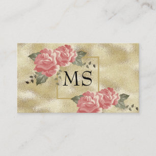 Cartão De Visita Papel Laminado Dourado Flores Elegantes