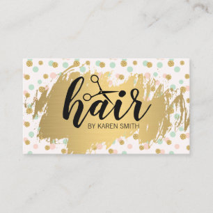 Cartão De Visita PAPEL/Pincel Dourado/Padrão de Bolinhas Dourado