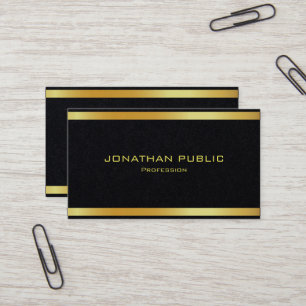 Cartão De Visita Papel preto de elite e Dourado Premium, luxurioso