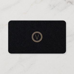 Cartão De Visita Papel preto moderno elegante simples do monograma