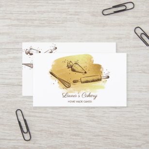 Cartão De Visita papel rolante e cupcake de uísque Pasta Dourada