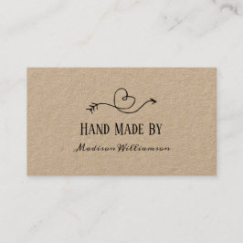Cartão De Visita Papel Rustic Heart Kraft Mão Feita Por