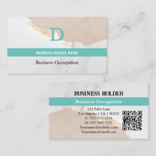 Cartão De Visita Papelaria Elegante e Sofisticada Código QR de Márm