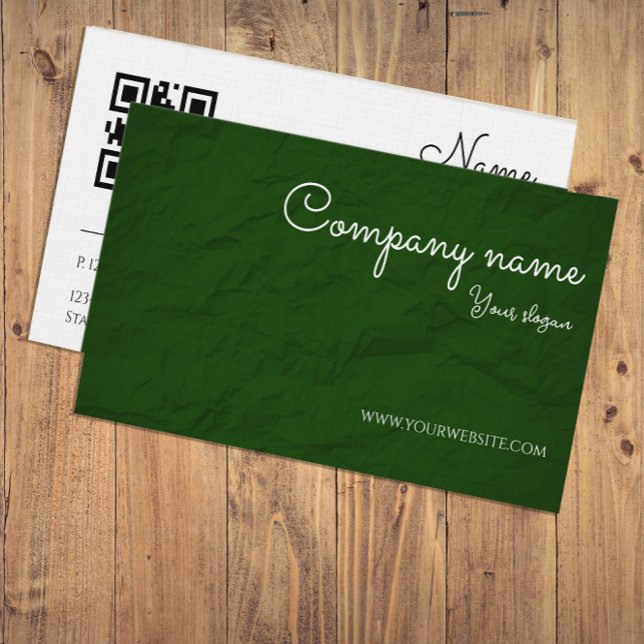 Cartão De Visita Paper texture life coach green QR Business Card (Criador carregado)