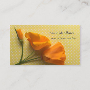 Cartão De Visita Papoilas de Califórnia em bolinhas amarelas e