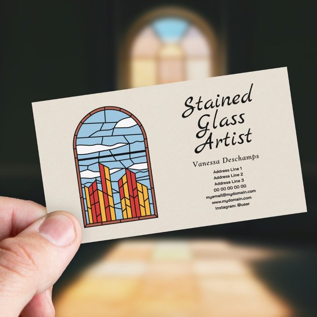 Cartão de visita para Artista de Vidro Obtido (Business Card for Stained Glass Artist)