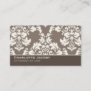 Cartão de visita para Elegante Taupe Damask Profe