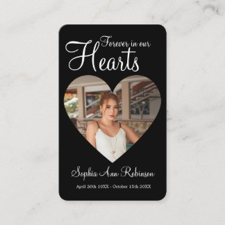 Cartão De Visita Para sempre no nosso coração Foto Memorial Prayer