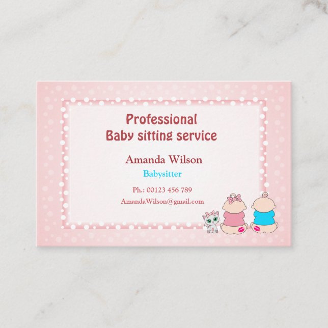 Cartão de visita para serviço de babá (Frente)