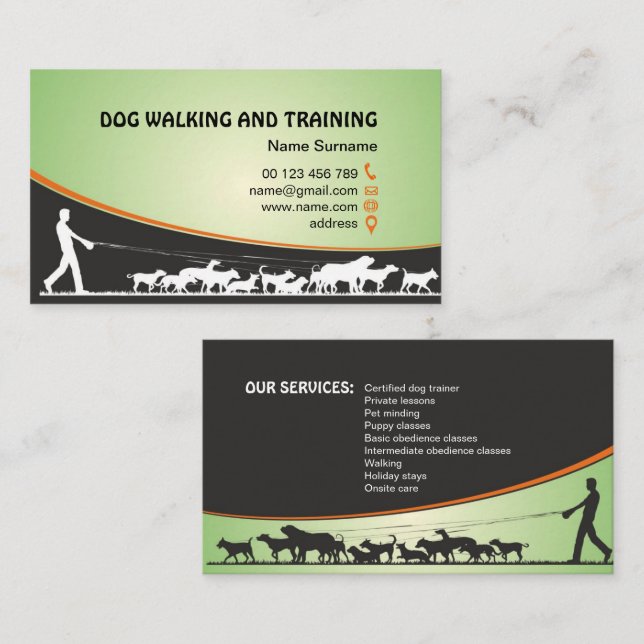 Cartão de visita para treinadores de cães (Frente/Verso)