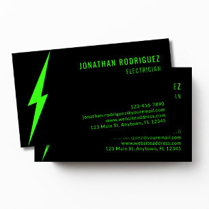 Cartão De Visita Parafuso de Iluminação Verde Neon Preto Eletricist