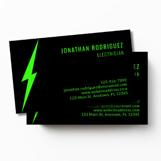 Cartão De Visita Parafuso de Iluminação Verde Neon Preto Eletricist