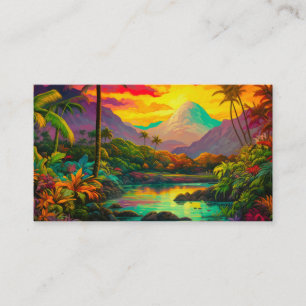 Cartão De Visita Paraíso Colorido da Ilha Tropical