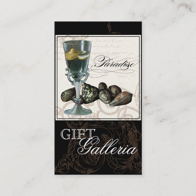 Cartão De Visita Paraíso conchas Black Cream - Loja de presentes (Frente)