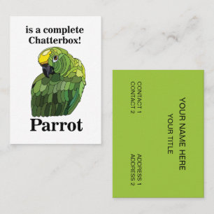 Cartão De Visita Parrot Bird Chatterbox Engraçado Tropical