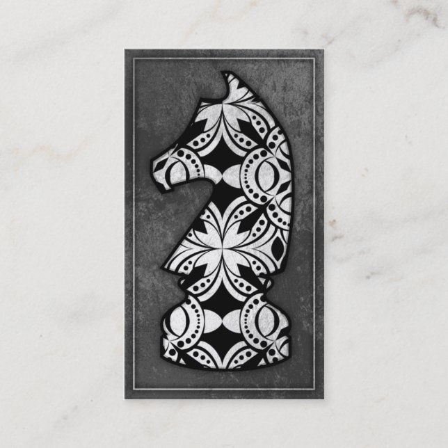 Cartão De Visita Parte de xadrez - cavaleiro escuro 02 (Frente)