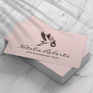 Cartão De Visita Parteira Doula Birth Coach Logotipo Blush Pink