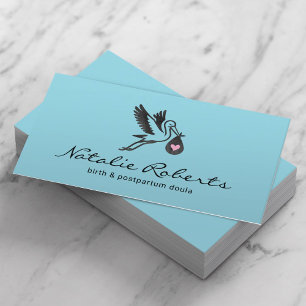 Cartão De Visita Parteira Doula Birth Coach Logotipo de loja Blue