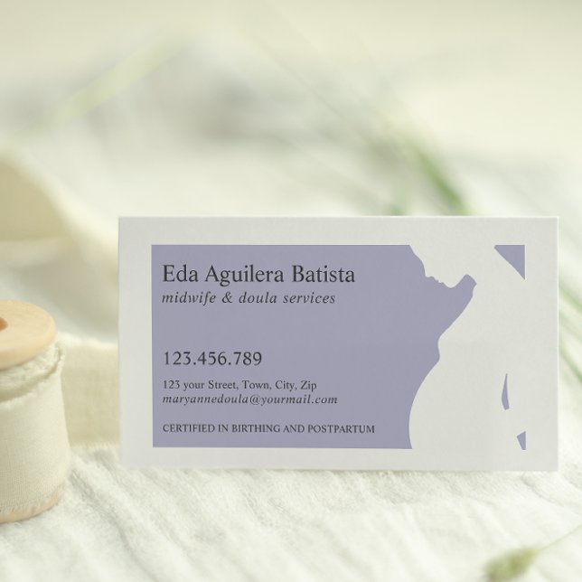 Cartão De Visita Parteira Roxa Doula Pregnant Woman SILHOUETTE (Criador carregado)