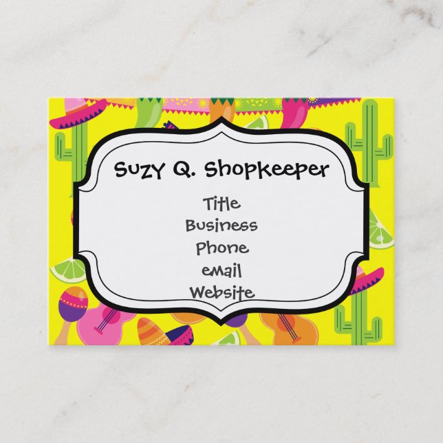 Cartão De Visita Partido Fiesta Sombrero Limões Violão Maraca Sagua (Frente)