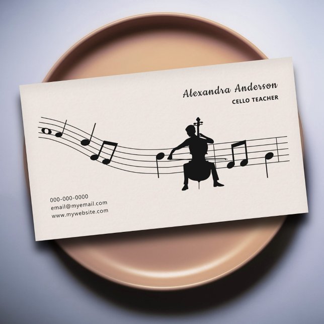 Cartão De Visita Partitura - Professor de Violoncelo (Music Sheet - Cello Teacher Business Card)