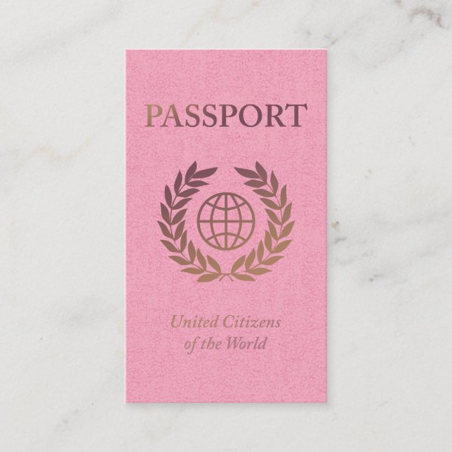 Cartão De Visita passaporte rosa e dourado (Frente)
