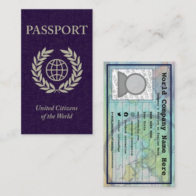 Cartão De Visita passaporte roxo (Frente/Verso)
