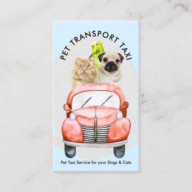 Cartão De Visita Pássaro de Gato de Cachorro Azul Transbordado (Frente)