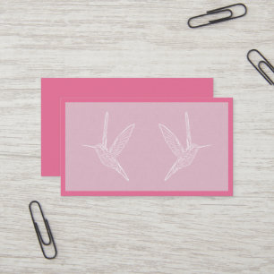 Cartão De Visita Pássaro Humino Rosa e Branco