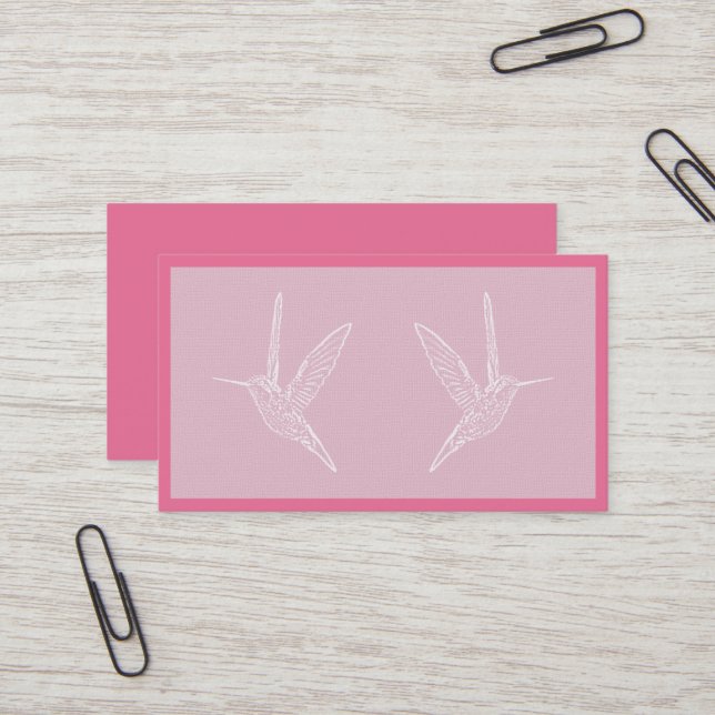 Cartão De Visita Pássaro Humino Rosa e Branco (Frente/Verso In Situ)