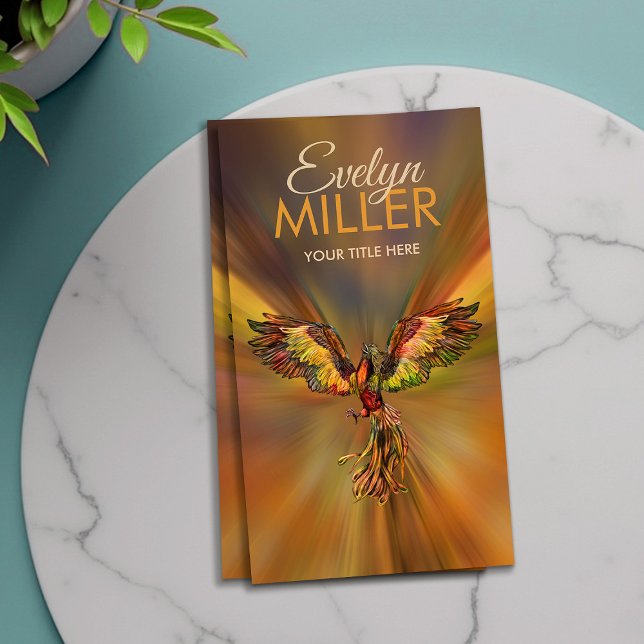 Cartão De Visita Pássaro Phoenix Ascensão de Fogo Mítico (Criador carregado)