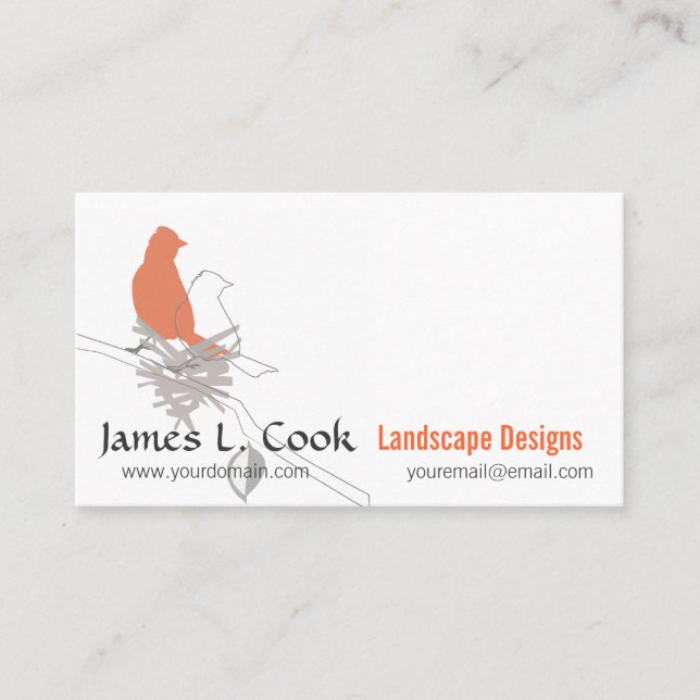 Cartão De Visita Pássaros do assentamento que ajardinam o (Frente)
