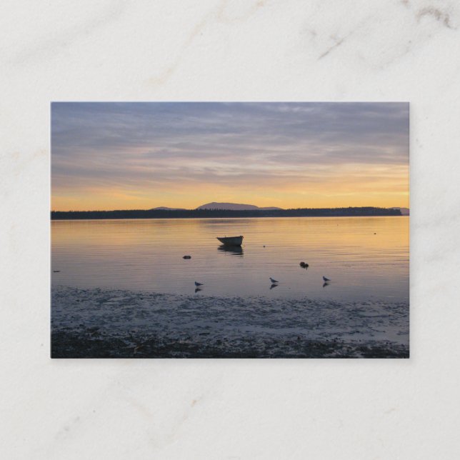 Cartão De Visita Pássaros e barco de mar (Frente)