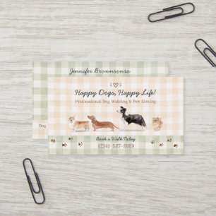 Cartão De Visita Passeador de Cães Aquarela Aconchegante Pet Sittin