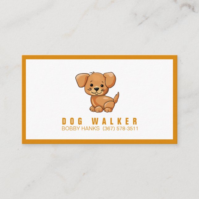 Cartão De Visita Passeador de Cães Cuidador de Animais (Frente)