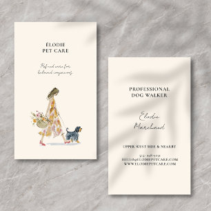 Cartão De Visita Passeador de Cães Moderno e Elegante Cuidador de A