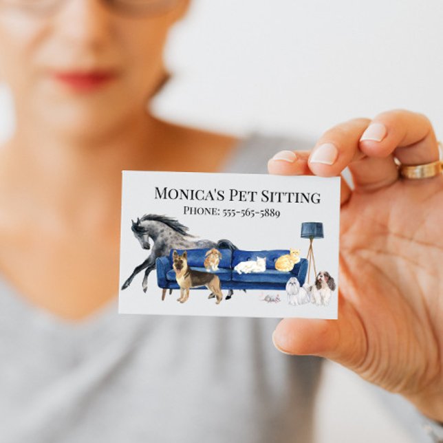 Cartão De Visita Passeio de Animais Cão Gato Treinamento Aquarela P (Criador carregado)