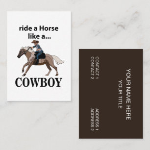 Cartão De Visita Passeio de Cowboy Montar um Cavalo Como um Cowboy