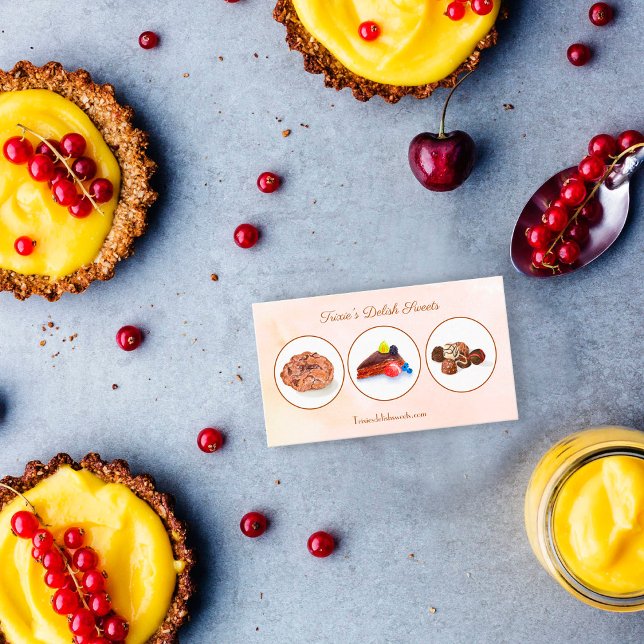 Cartão De Visita Pasta de Desserts de Chocolate de Aquarela (Criador carregado)