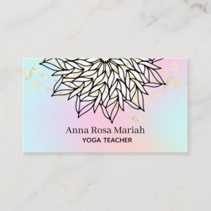 Cartão De Visita *~* Pastéis cremosos Mandala Glitter Yoga Espiritu