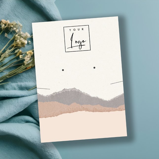 Cartão De Visita Pastel Blush Kraft Mountain Wave Earring Necklace (Criador carregado)