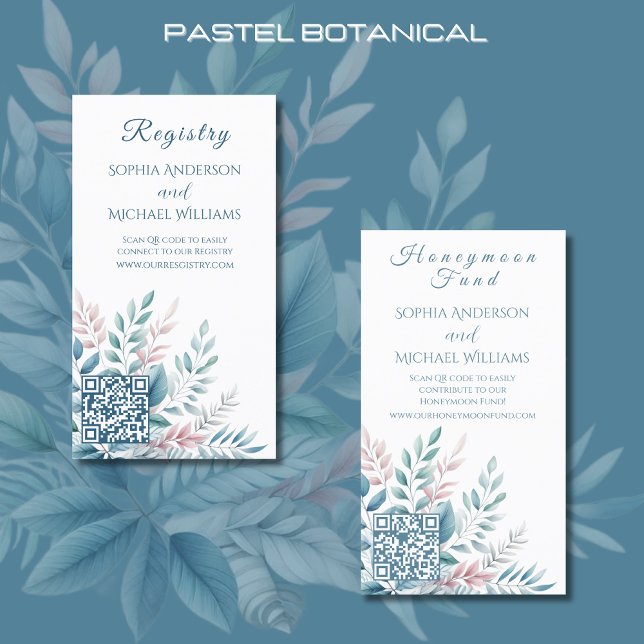 Cartão De Visita Pastel Botanical-Registry-Honeymoon (Pastel Botanical- Wedding Registry )