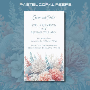Cartão De Visita Pastel Coral- Beach Wedding-Save Date-